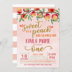 Sweet as a Peach 1. Geburtstag Einladung - Streife