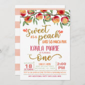 Sweet as a Peach 1st Birthday Invitation - W ST Einladung (Vorne/Hinten)