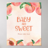 Sweet as a Peach Baby Shower Baby sind Sweet Sign Poster (Vorne)