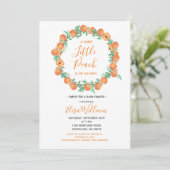 Sweet as a Peach Baby Shower Einladung (Stehend Vorderseite)