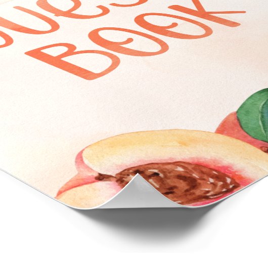 Sweet as a Peach Baby Shower Guest Book Sign Poster (Ecke)