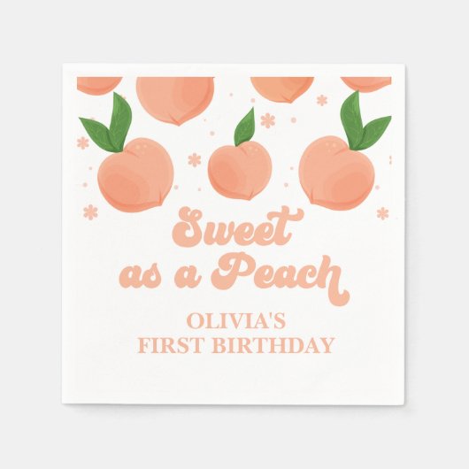 Sweet as a Peach Birthday Napkins Serviette (Vorderseite)