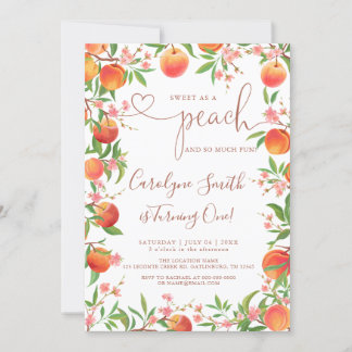 Sweet as a Peach First Birthday Einladung