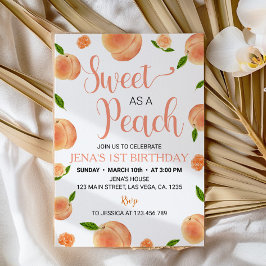 Sweet as a Peach Floral 1. Geburtstag Einladung