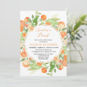 Sweet as a peach girl baby Dusche Einladung (Stehend Vorderseite)
