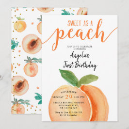 Sweet as a Peach Girl First Birthday Einladung