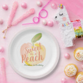 Sweet as a Peach Girl Pink Birthday Pappteller (Party)