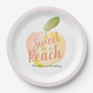 Sweet as a Peach Girl Pink Birthday Pappteller
