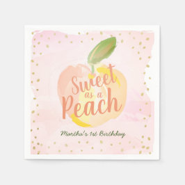 Sweet as a Peach Girl Pink Birthday Serviette