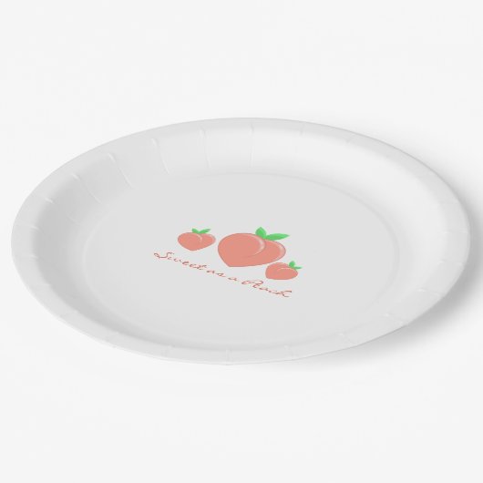 Sweet as a Peach Girly Birthday Pappteller (Schrägansicht)