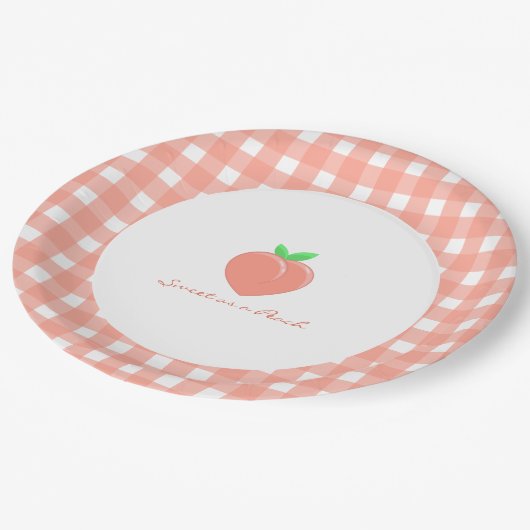 Sweet as a Peach Girly Birthday Pappteller (Schrägansicht)