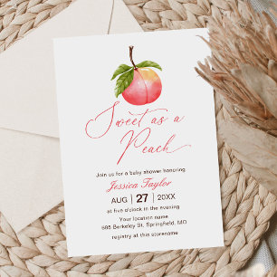 Sweet as a Peach Minimalistisch Baby Shower Einlad Einladung