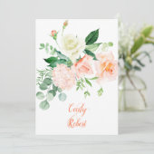 Sweet as a Peach Rose Hochzeit Einladung (Stehend Vorderseite)