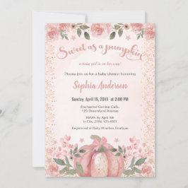 Sweet as a Pumpkin Pink Floral Girl Baby Dusche Einladung