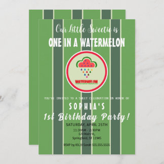 Sweet as a Watermelon - First Birthday Invitation Einladung
