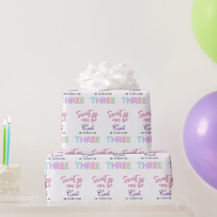 Sweet as Can Be Girl macht den 3. Geburtstag Geschenkpapier