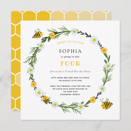 Sweet as can be Virtual Birthday Einladung (Vorne/Hinten)