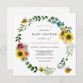 Sweet as can bebe pink Sonnenblumendusche Einladung (Vorne/Hinten)