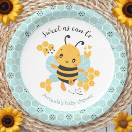 Sweet as Can Bee Baby Boy Baby Shower Pappteller