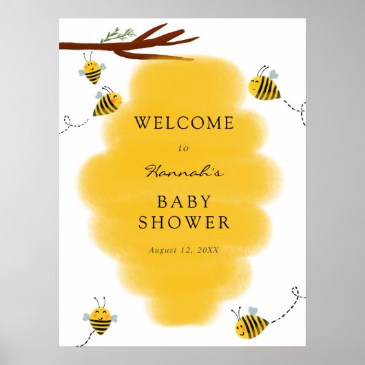 Sweet as Can Bee Baby Dusche Begrüßungszeichen Poster (Vorne)