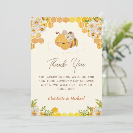 Sweet as Can Bee Baby Dusche Dankeskarte (Stehend Vorderseite)
