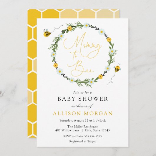 Sweet as Can Bee Baby Dusche Einladung (Vorne/Hinten)