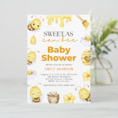 Sweet as Can Bee Baby Dusche Einladung (Stehend Vorderseite)