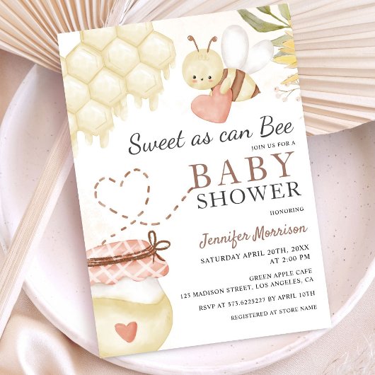Sweet as Can Bee Baby Dusche Einladung