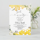 Sweet as Can Bee Baby Dusche Einladung (Stehend Vorderseite)