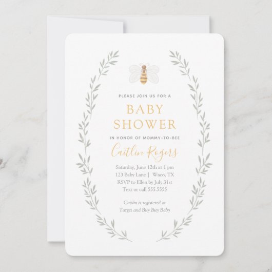 Sweet as Can Bee Baby Dusche Einladung (Vorderseite)