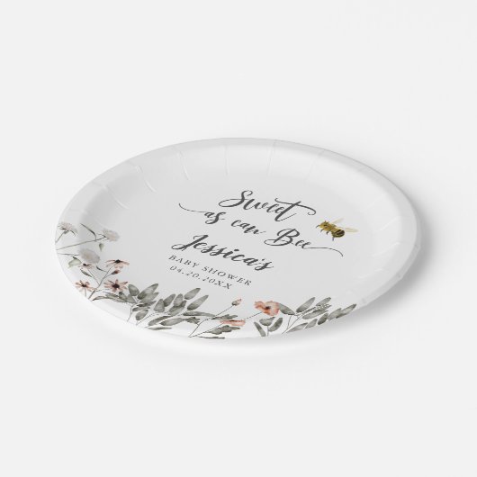 Sweet as Can Bee Baby Dusche Pappteller (Schrägansicht)