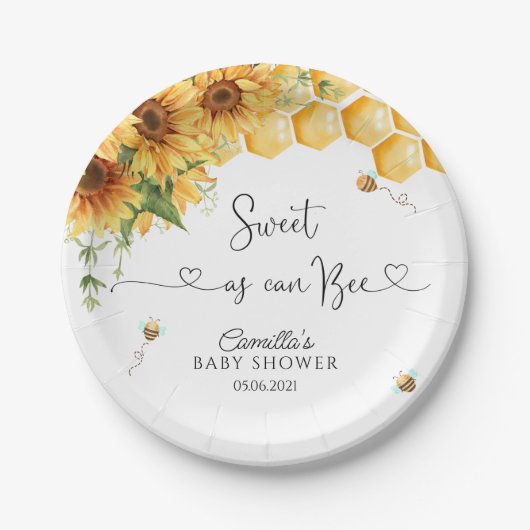 Sweet as Can Bee Baby Dusche Pappteller (Vorderseite)