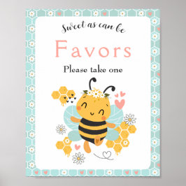 Sweet as Can Bee Baby Girl Shower Gefallen Zeichen Poster
