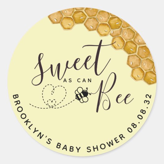 Sweet as Can Bee Baby Shower Classic Round Sticker (Vorderseite)
