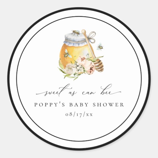 Sweet as can bee Baby Shower Classic Round Sticker (Vorderseite)