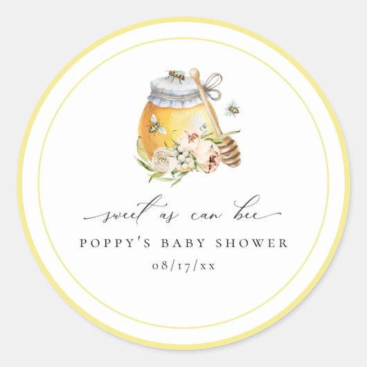 Sweet as can bee Baby Shower Classic Round Sticker (Vorderseite)