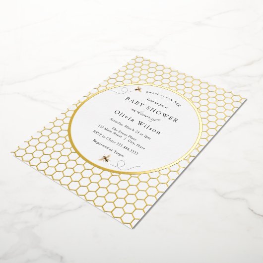 Sweet as can Bee Baby Shower Foil Einladung (Gedreht)