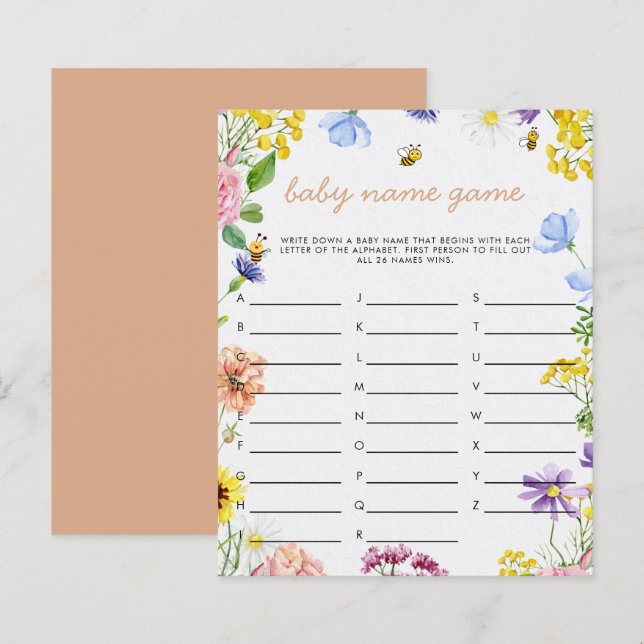 Sweet as Can Bee Baby Shower Game (Vorne/Hinten)