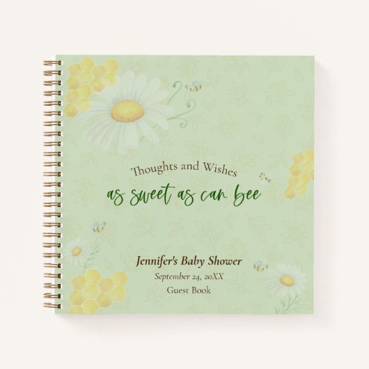 Sweet as Can Bee Baby Shower Gästebuch Notizblock (Vorderseite)
