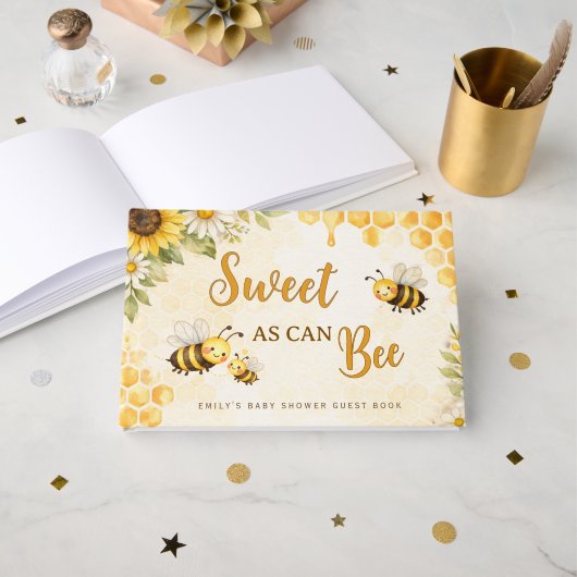 Sweet as Can Bee Baby Shower Guest Book Gästebuch (Vorderseite Offen)