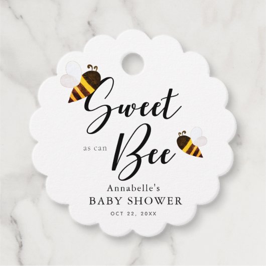Sweet as can Bee Baby Shower Vielen Dank Geschenkanhänger (Vorderseite)