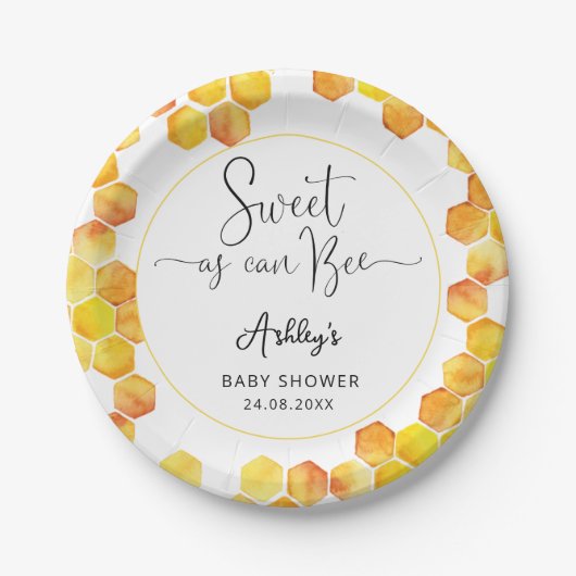 Sweet as Can Bee Babydusche Papier Teller (Vorderseite)