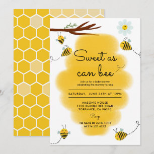 Sweet as Can Bee Bumble Bee Baby Dusche Einladung