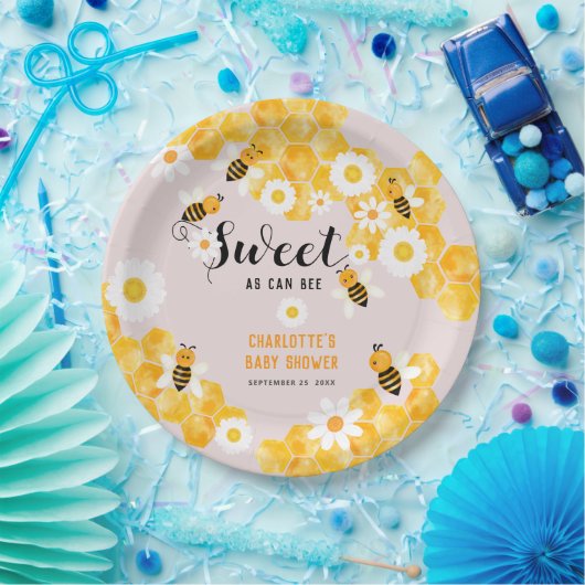 Sweet as Can Bee Bumble Bee Baby Dusche Party Pappteller (Party)
