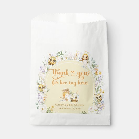 Sweet as can Bee Bumble Bee Baby Shower Vielen Dan Geschenktütchen (Vorderseite)