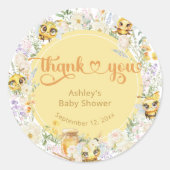 Sweet as can Bee Bumble Bee Baby Shower Vielen Dan Runder Aufkleber (Vorderseite)