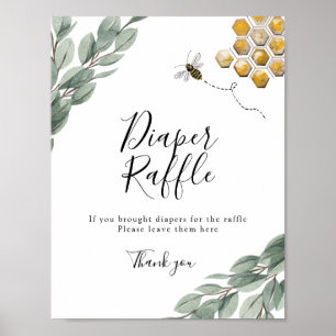 Sweet as can Bee Eukalyptus Diaper Raffle Sign Poster