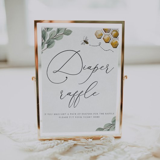 Sweet as can Bee Eukalyptus Diaper Raffle Sign Poster