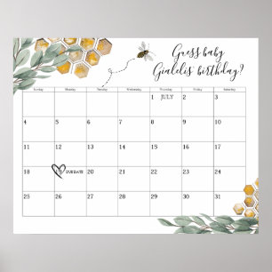 Sweet as can Bee Eukalyptus Shower Due Date Rating Poster