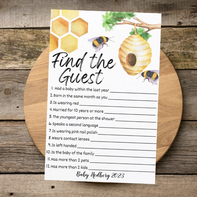 Sweet as can Bee Find the Guest Game Baby Dusche (Von Creator hochgeladen)